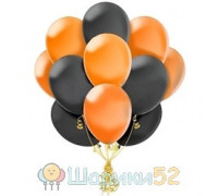 Облако шаров черно-оранжевые 15 шт