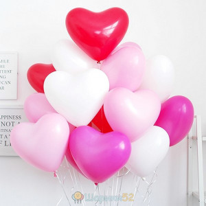 Облако шаров Сердца Средние ассорти 25 шт