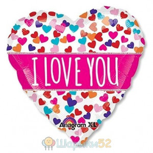 Шар 21" ILY Сердечки конфетти