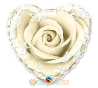 Шар 21" Роза Ivory с орнаментом