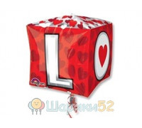 Шар 3D КУБ 15" L-O-V-E G20