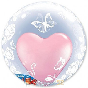 Шар BUBBLE DECO 24" Розы изящные и бабочки