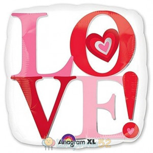 Шар ДЖАМБО Love Белый квадрат