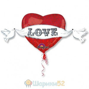 Шар фигура Love Сердце с крыльями