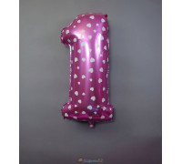 Шар ЦИФРА 1 Сердечки Pink