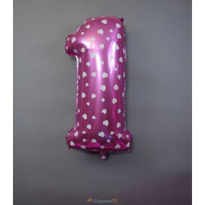 Шар ЦИФРА 1 Сердечки Pink