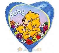 Шарик 18" Baby Мишки на голубом