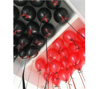 Шарики под потолок чёрно красные 100 шт